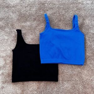 Blue and Black Women's Crop Tops
